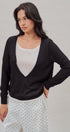 Fine Knit Plunge V Neck Long Sleeve Top in Black - Women's T-Shirts & Polos | Urban Daizy
