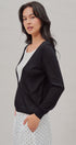 Fine Knit Plunge V Neck Long Sleeve Top in Black - Women's T-Shirts & Polos | Urban Daizy