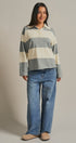 Striped Knit Rugby Polo Sweater in Ivory Grey - Women's Fashion | Urban Daizy