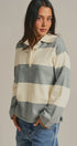 Striped Knit Rugby Polo Sweater in Ivory Grey - Women's Fashion | Urban Daizy