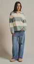 Striped Knit Rugby Polo Sweater in Ivory Grey - Women's Fashion | Urban Daizy