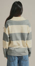 Striped Knit Rugby Polo Sweater in Ivory Grey - Women's Fashion | Urban Daizy