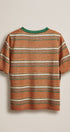 Striped Knit Ringer Tee With Crew Neck in Rust - Women's Fashion | Urban Daizy