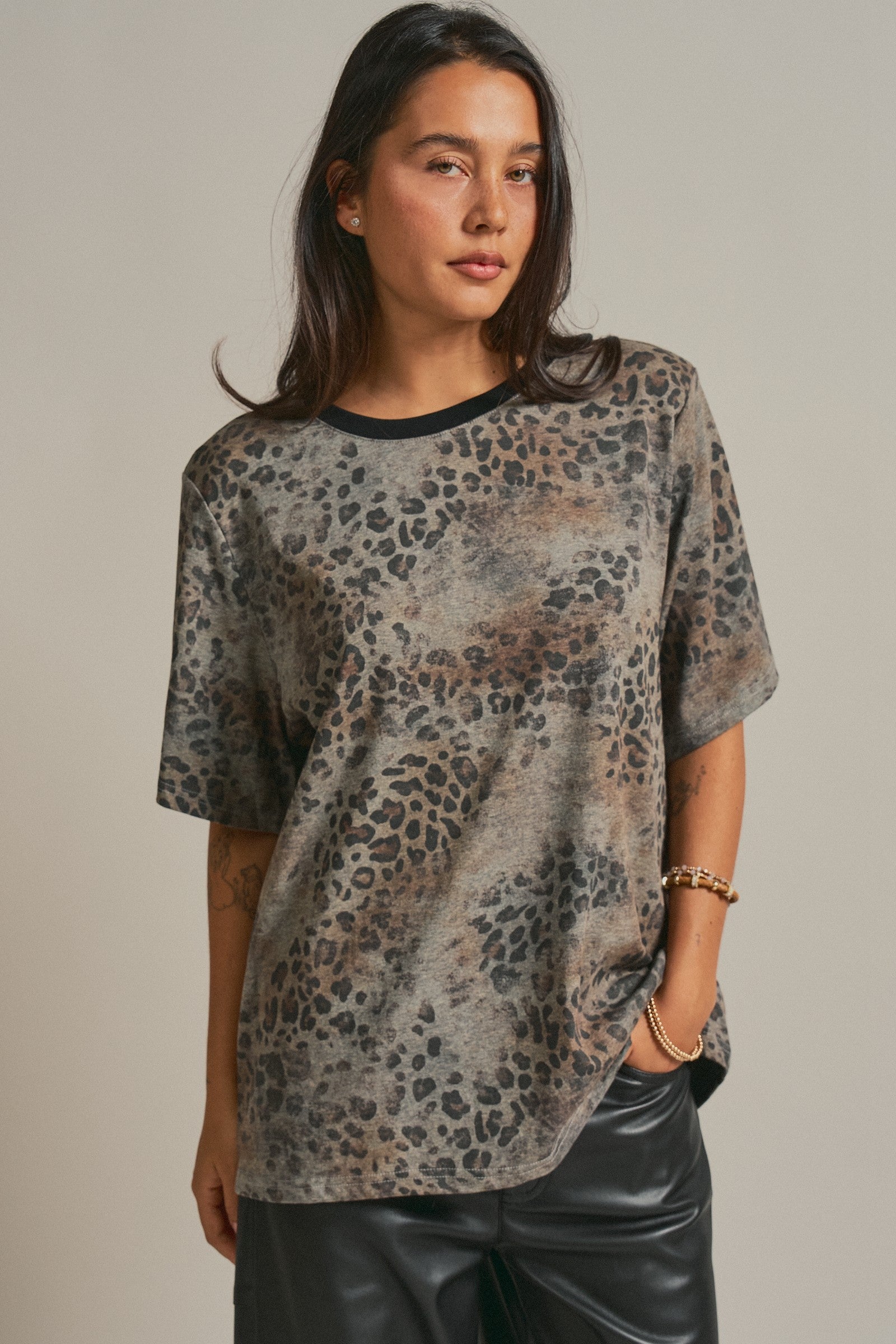 Leopard Animal Print Oversized Tee Y2K Western 90s for Women in Leopard - Women's Fashion | Urban Daizy