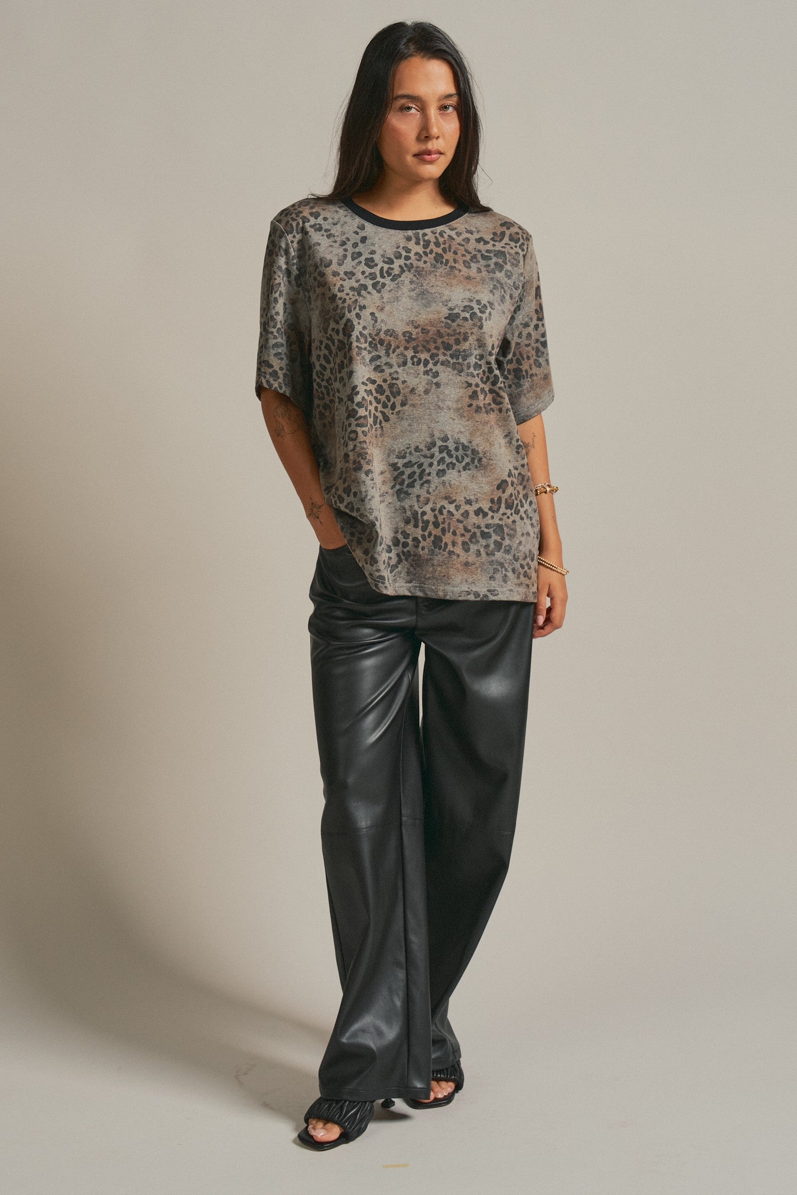 Leopard Animal Print Oversized Tee Y2K Western 90s for Women in Leopard - Women's Fashion | Urban Daizy
