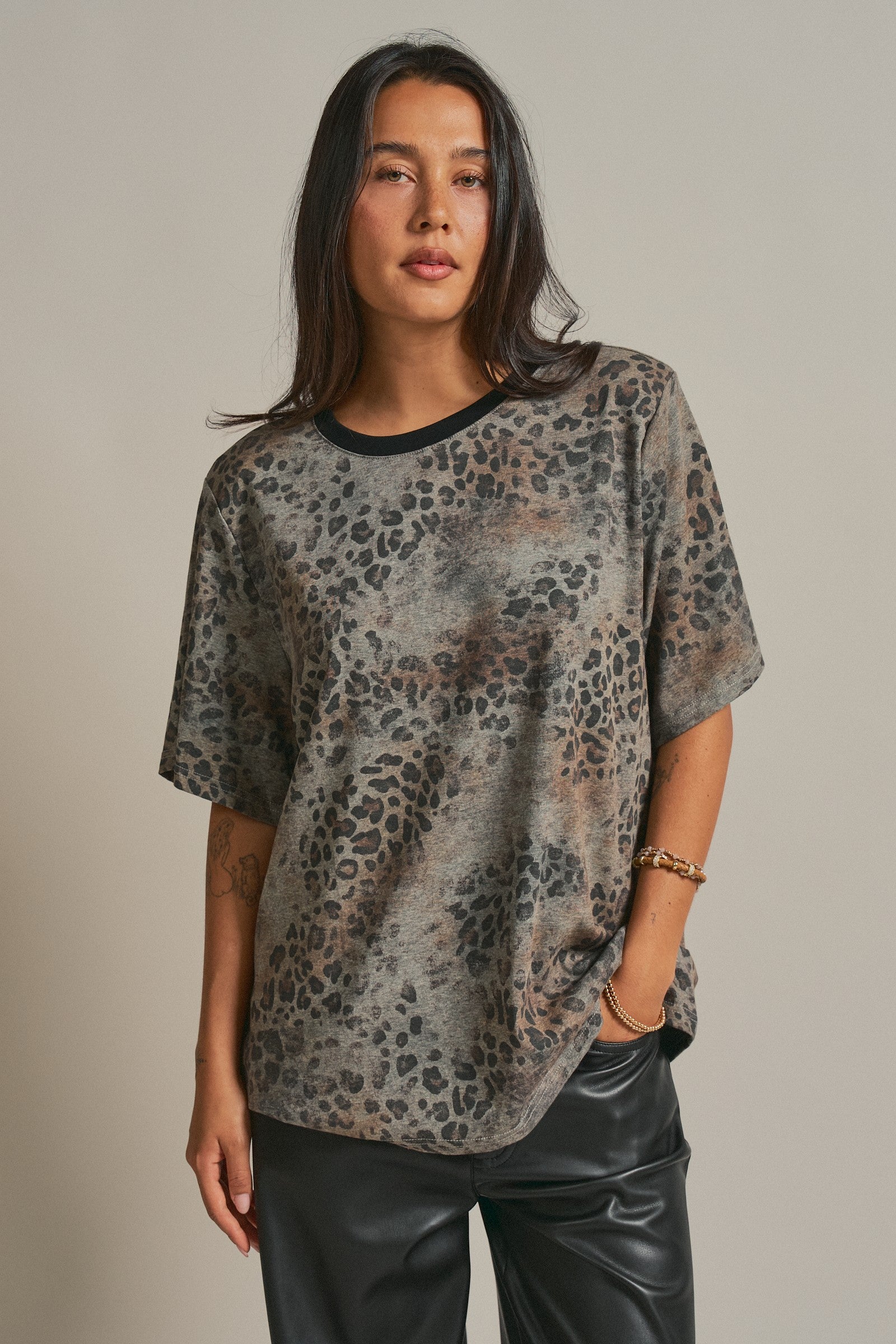 Leopard Animal Print Oversized Tee Y2K Western 90s for Women in Leopard - Women's Fashion | Urban Daizy