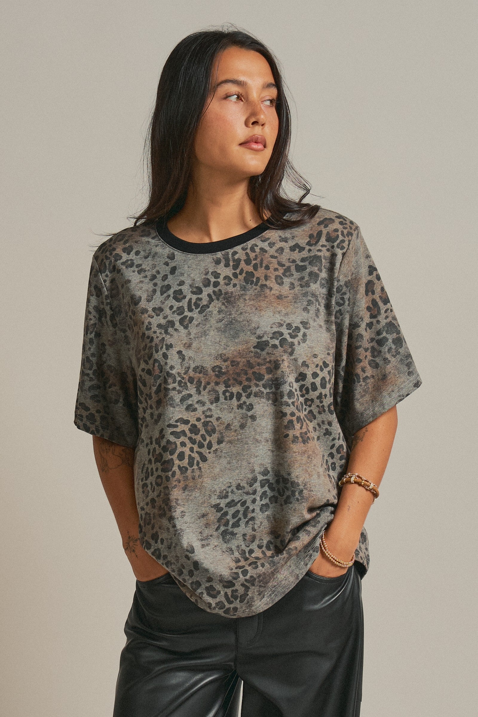 Leopard Animal Print Oversized Tee Y2K Western 90s for Women in Leopard - Women's Fashion | Urban Daizy