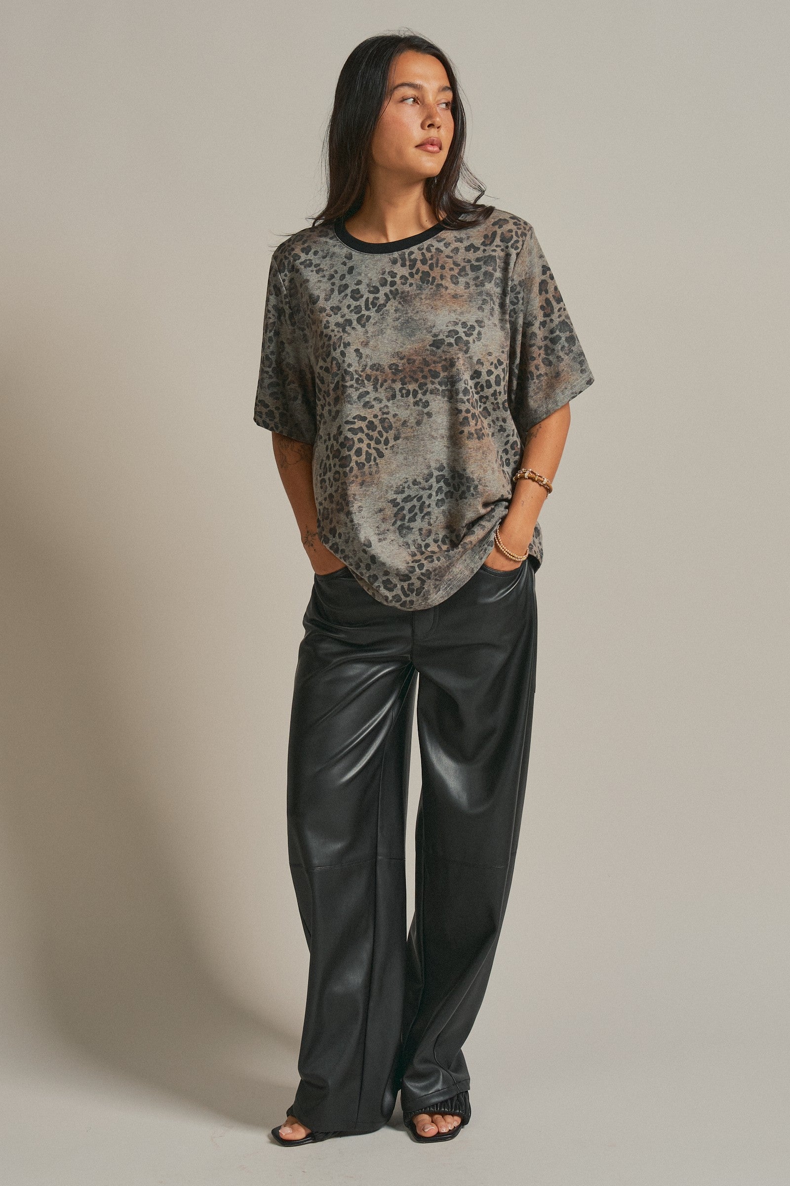 Leopard Animal Print Oversized Tee Y2K Western 90s for Women in Leopard - Women's Fashion | Urban Daizy