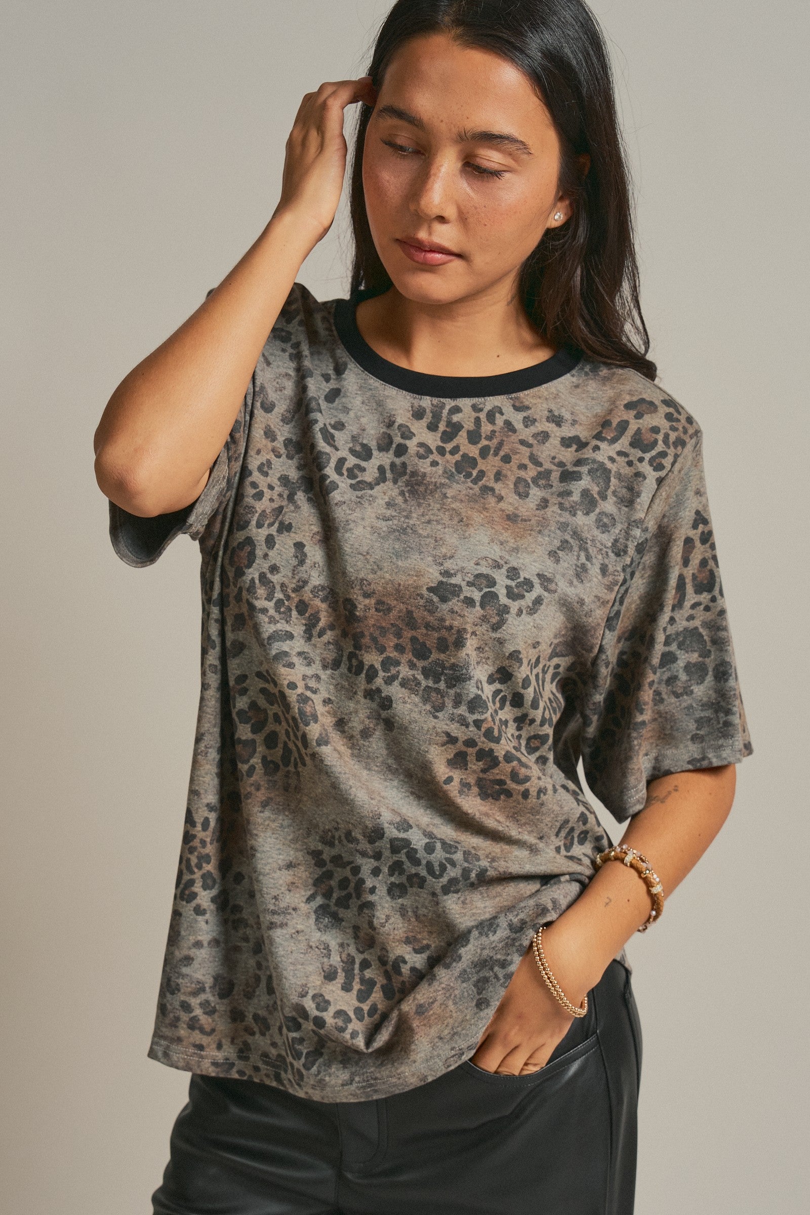 Leopard Animal Print Oversized Tee Y2K Western 90s for Women in Leopard - Women's Fashion | Urban Daizy