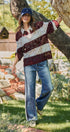 Floral Lace Rugby Polo Shirt in Ivory Burgundy - Women's T-Shirts & Polos | Urban Daizy