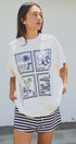 Amalfi Capri Postage Stamp Graphic Tee in Italian Summer in White - Women's Fashion | Urban Daizy