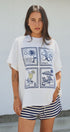 Amalfi Capri Postage Stamp Graphic Tee in Italian Summer in White - Women's Fashion | Urban Daizy