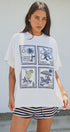 Amalfi Capri Postage Stamp Graphic Tee in Italian Summer in White - Women's Fashion | Urban Daizy