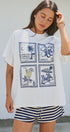 Amalfi Capri Postage Stamp Graphic Tee in Italian Summer in White - Women's Fashion | Urban Daizy