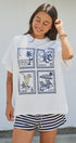 Amalfi Capri Postage Stamp Graphic Tee in Italian Summer in White - Women's Fashion | Urban Daizy
