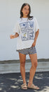 Amalfi Capri Postage Stamp Graphic Tee in Italian Summer in White - Women's Fashion | Urban Daizy