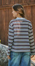 Striped Rugby Polo Knit Top with Contrast Collar in Ivory Brown - Women's T-Shirts & Polos | Urban Daizy