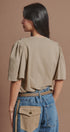 Lace Ruffle Grid Cotton Tee with Flutter Sleeves in Olive - Women's Fashion | Urban Daizy