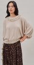 Crochet Trim Dolman Knit Top with Lace Hem in Lt Grey - Women's Fashion | Urban Daizy
