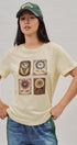 Folk Floral Beaded Graphic Slub Cotton Tee in Charcoal - Women's Fashion | Urban Daizy