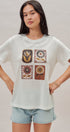 Folk Floral Beaded Graphic Slub Cotton Tee in White - Women's Fashion | Urban Daizy