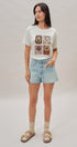 Folk Floral Beaded Graphic Slub Cotton Tee in White - Women's Fashion | Urban Daizy
