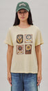 Folk Floral Beaded Graphic Slub Cotton Tee in Yellow - Women's Fashion | Urban Daizy