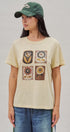 Folk Floral Beaded Graphic Slub Cotton Tee in Yellow - Women's Fashion | Urban Daizy