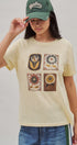 Folk Floral Beaded Graphic Slub Cotton Tee in Yellow - Women's Fashion | Urban Daizy