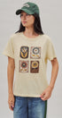 Folk Floral Beaded Graphic Slub Cotton Tee in Yellow - Women's Fashion | Urban Daizy