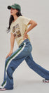Folk Floral Beaded Graphic Slub Cotton Tee in Yellow - Women's Fashion | Urban Daizy