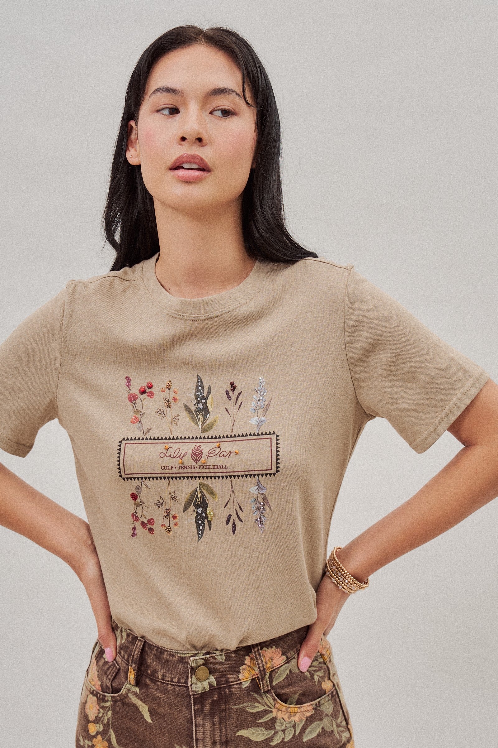 Botanical Beaded Graphic Tee in White - Women's T-Shirts & Polos | Urban Daizy