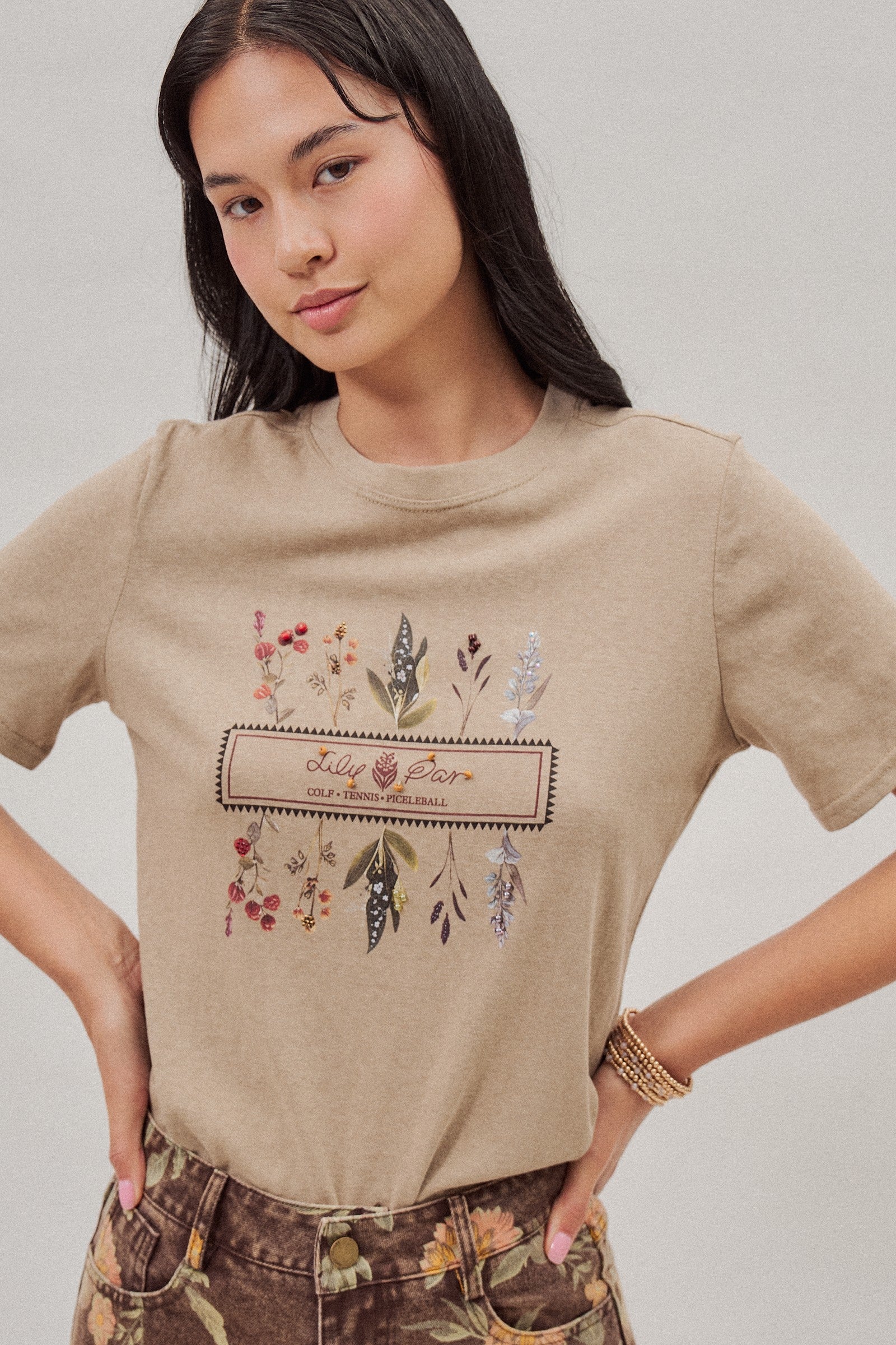 Botanical Beaded Graphic Tee in White - Women's T-Shirts & Polos | Urban Daizy