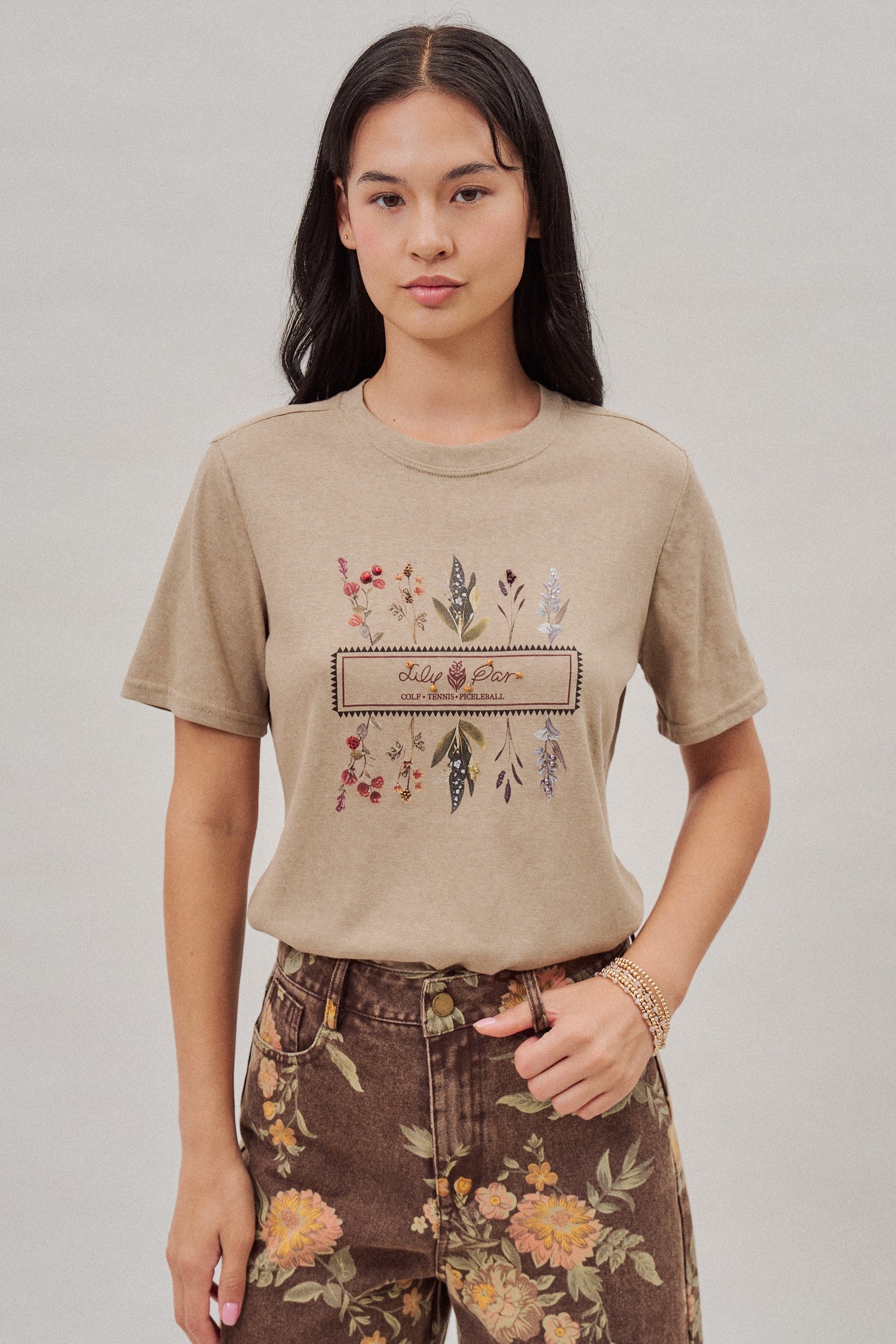 Botanical Beaded Graphic Tee in White - Women's T-Shirts & Polos | Urban Daizy