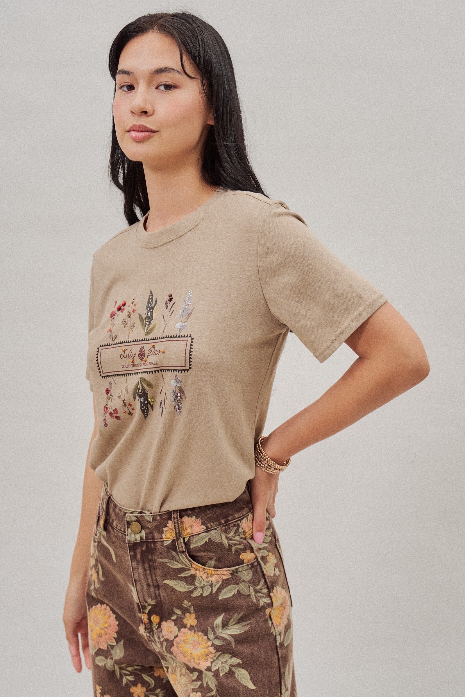 Botanical Beaded Graphic Tee in White - Women's T-Shirts & Polos | Urban Daizy