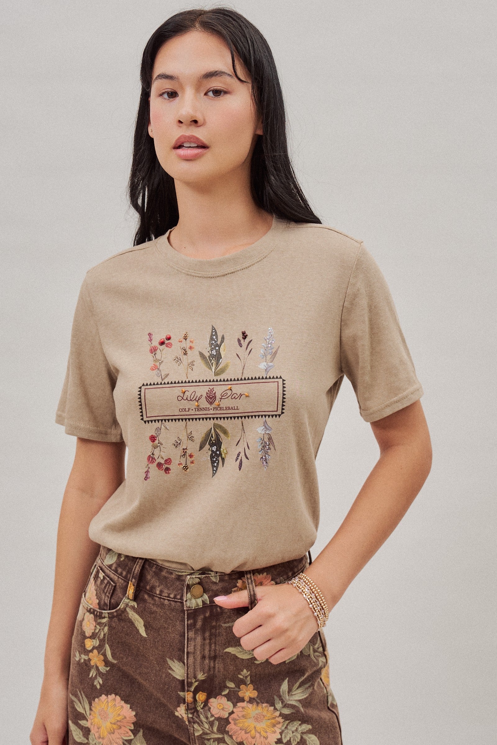 Botanical Beaded Graphic Tee in White - Women's T-Shirts & Polos | Urban Daizy
