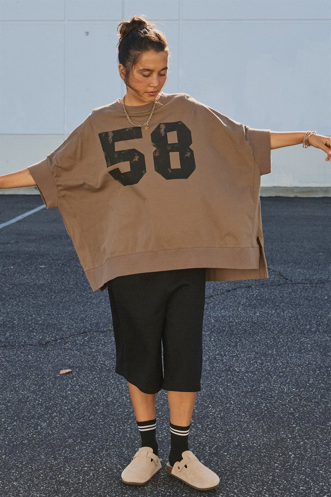 Vintage Varsity Oversized Graphic Tee in Brown - Women's Fashion | Urban Daizy
