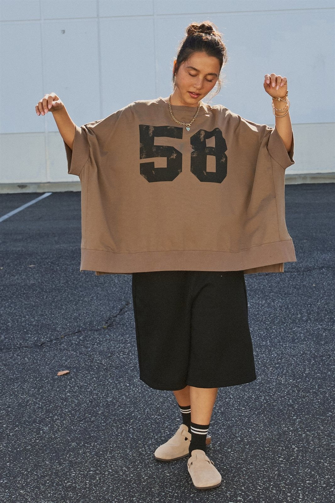 Vintage Varsity Oversized Graphic Tee in Brown - Women's Fashion | Urban Daizy