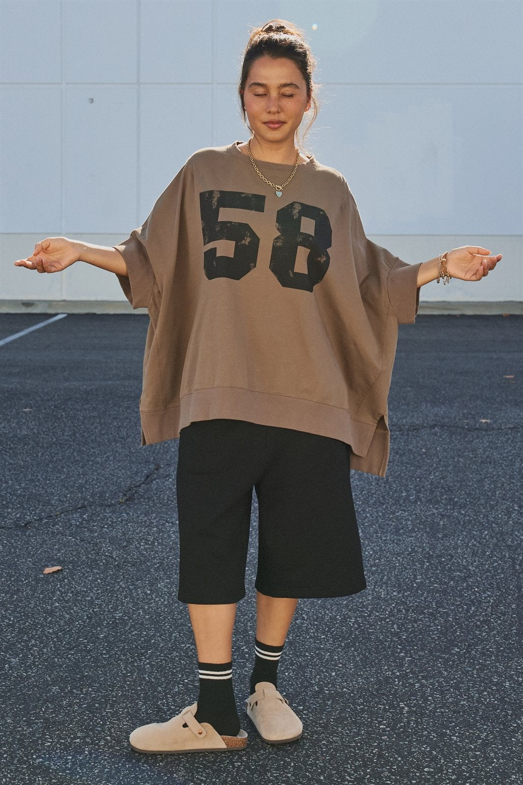 Vintage Varsity Oversized Graphic Tee in Brown - Women's Fashion | Urban Daizy