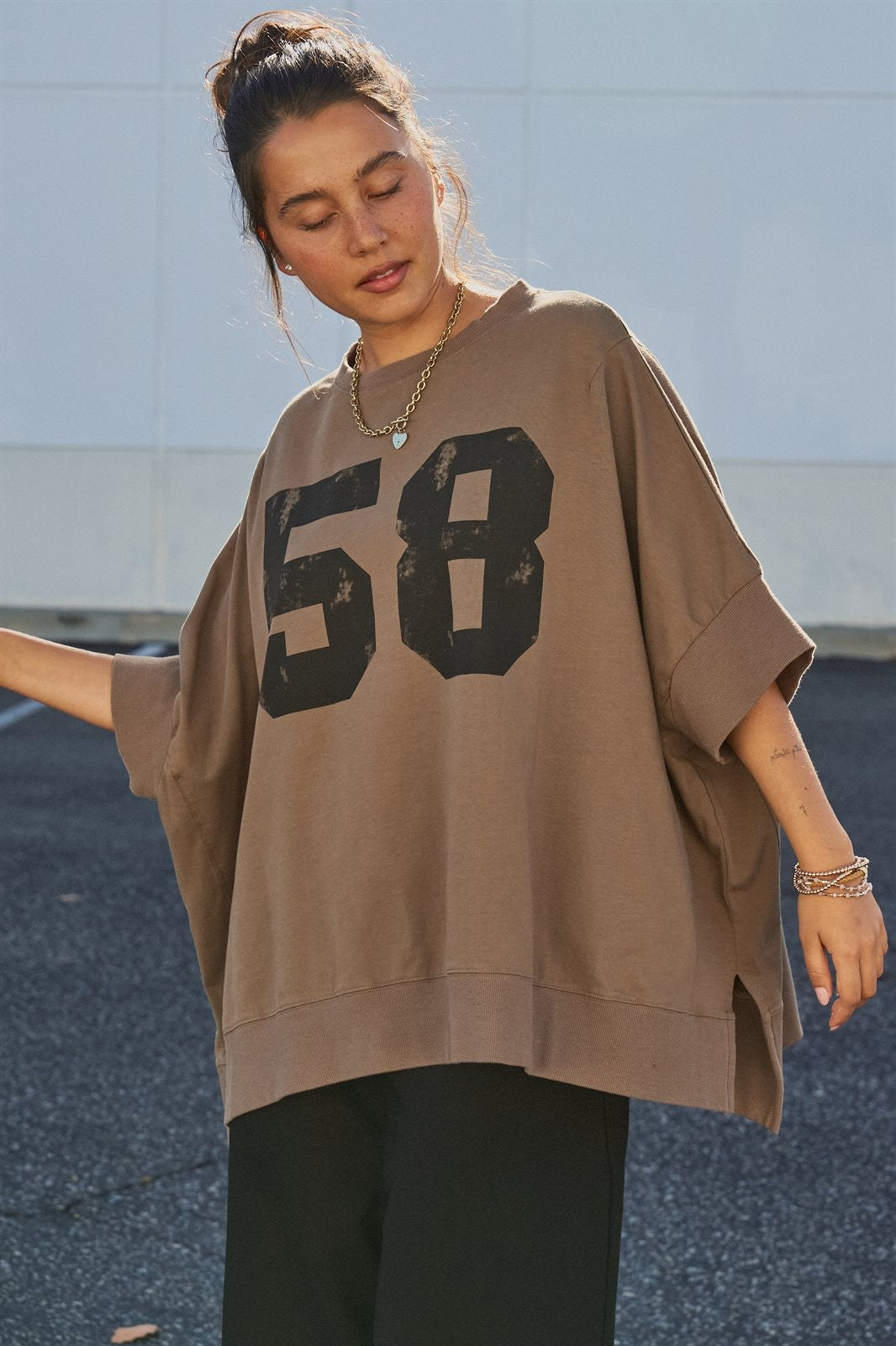 Vintage Varsity Oversized Graphic Tee in Brown - Women's Fashion | Urban Daizy