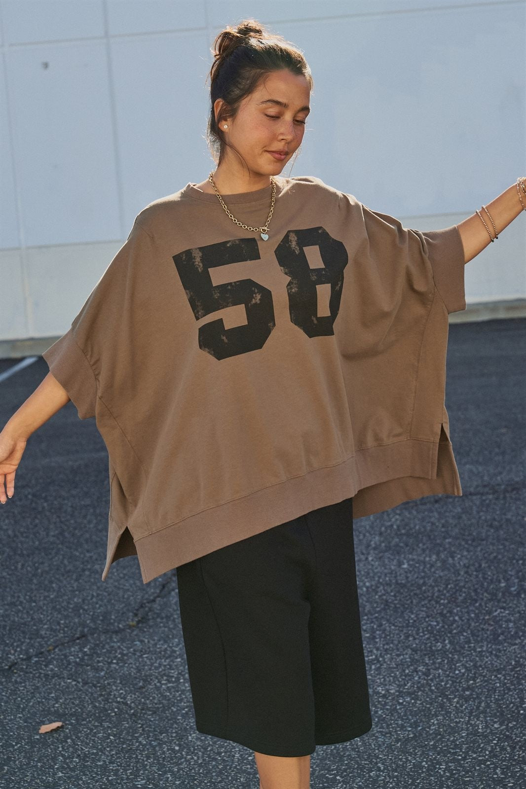 Vintage Varsity Oversized Graphic Tee in Brown - Women's Fashion | Urban Daizy