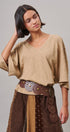 Sun Faded Slub V Neck Tee in Taupe	 - Women's T-Shirts & Polos | Urban Daizy
