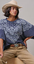 Bandana Print Oversized Graphic Tee, Washed Cotton in Indigo - Women's Graphic T-shirts | Urban Daizy