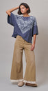 Bandana Print Oversized Graphic Tee, Washed Cotton in Indigo - Women's Graphic T-shirts | Urban Daizy
