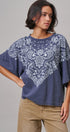 Bandana Print Oversized Graphic Tee, Washed Cotton in Indigo - Women's Graphic T-shirts | Urban Daizy