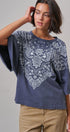 Bandana Print Oversized Graphic Tee, Washed Cotton in Indigo - Women's Graphic T-shirts | Urban Daizy