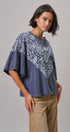 Bandana Print Oversized Graphic Tee, Washed Cotton in Indigo - Women's Graphic T-shirts | Urban Daizy