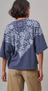Bandana Print Oversized Graphic Tee, Washed Cotton in Indigo - Women's Graphic T-shirts | Urban Daizy