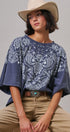 Bandana Print Oversized Graphic Tee, Washed Cotton in Indigo - Women's Graphic T-shirts | Urban Daizy