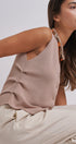 Button-Front Knit Vest Top with Side Detail in Khaki - Women's Fashion | Urban Daizy